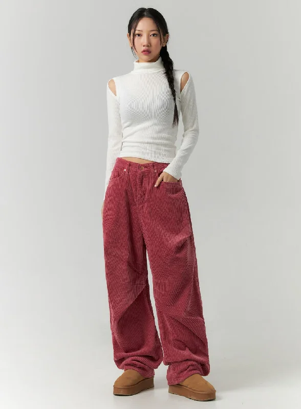 The Best Prices Corduroy Pintuck Wide-Leg Pants CD307