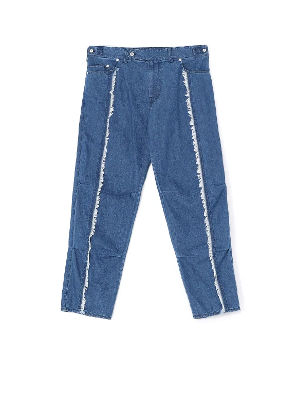 Discount Mania 8OZ DENIM PANTS WITH RIPPED LINE DETAIL