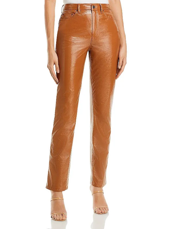 Final Clearance Heston Womens Faux Leather High Rise Straight Leg Pants