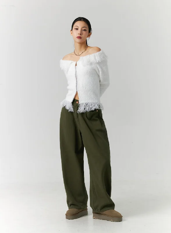 Weekend Savings Bonanza Full-Length Mid-Rise Wide Leg Street Pants ID305