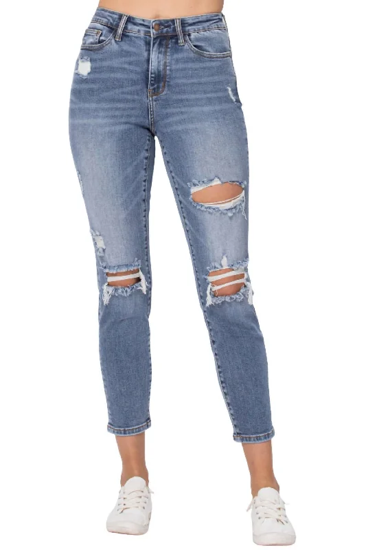 Weekend Specials to Indulge In Destroyed Slim Fit Jean In Light Blue