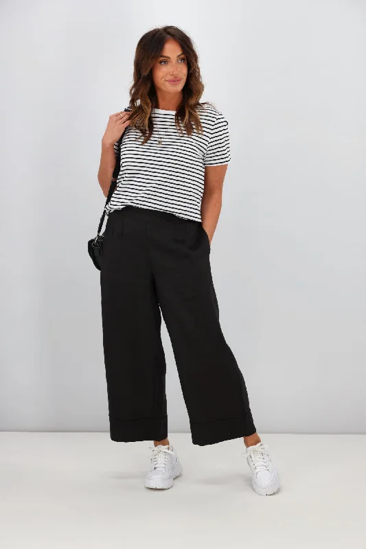 Online Only Tirelli Wide Leg Linen Pant Black