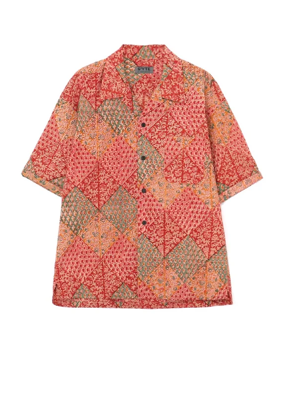 Savings Galore INDIAN BLOCK PRINTED BOTANICAL PATTERN SHIRT WITH ROLL-UP HALF SLEEVES