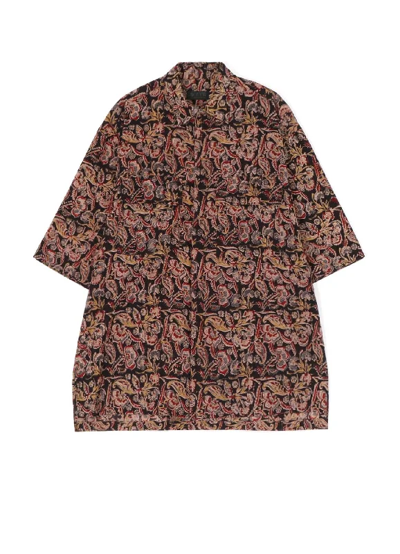 New Deals INDIAN BLOCK PRINTED PAISLEY HALF-SLEEVE BIG SHIRT WITH FLAP POCKETS