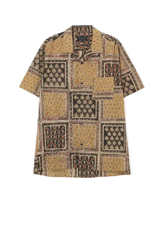 Hurry In INDIAN BLOCK PRINTED SQUARE PATTERN HALF-SLEEVE SHIRT