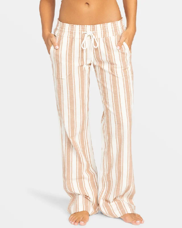 Sale Alert Roxy Oceanside YD Pants-Camel Sandy Stripe