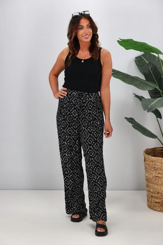 Sale Alert Shine On Label Sakura Printed Wide Leg Pants Black