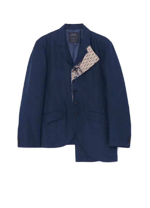 Don't Miss LINEN/RAYON EASY CLOTH+INDIAN BLOCK SQUARE PRINT JACKET WITH DOUBLE-TAILORED LEFT FRONT