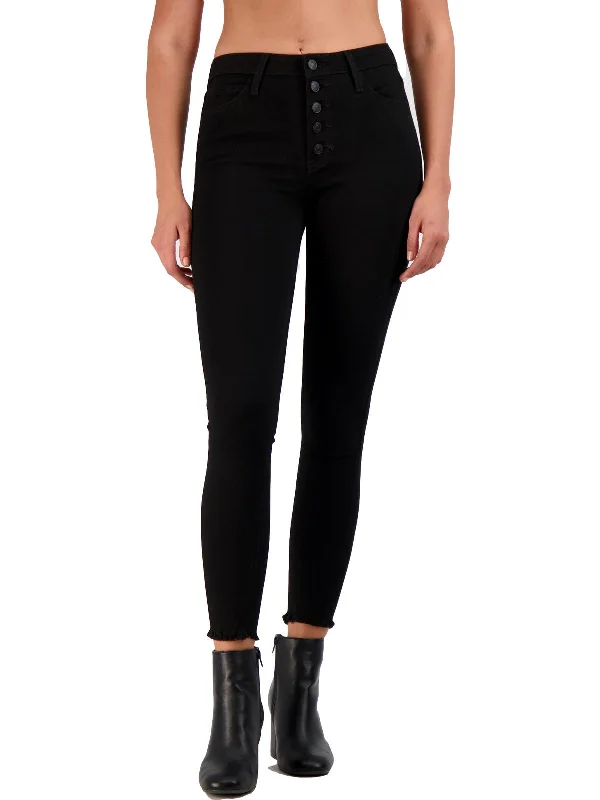 Huge Savings Womens Button Fly Frayed Hem Skinny Jeans