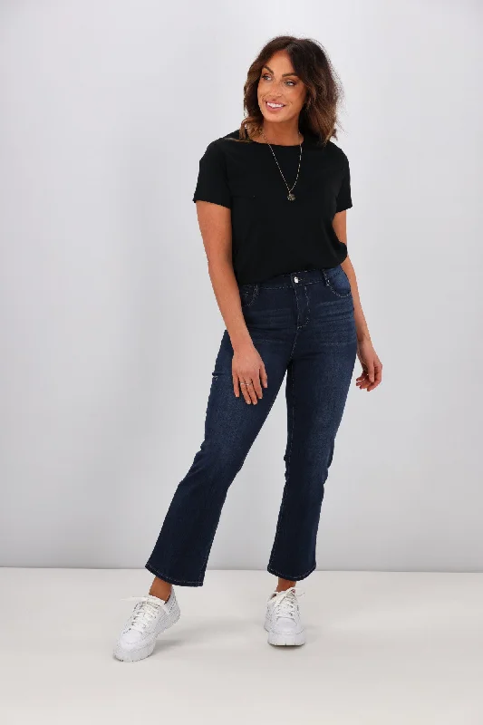 Limited Time Offer Shine On Label Sculpt Cropped Bootleg Jeans Super Dark Indigo