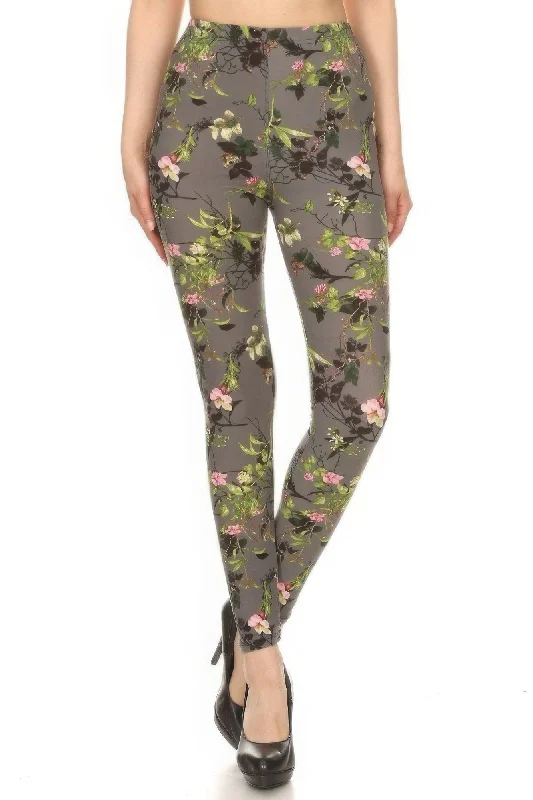 Weekend Deals That Excite Floral Printed High Waisted Leggings With An Elastic Waist