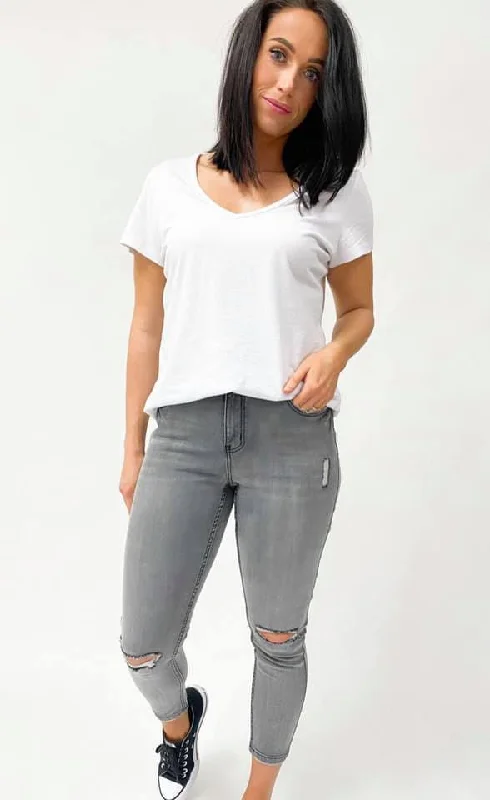 Major Deal Shine On Label Jagger Cropped Slim Leg Jean Washed Charcoal