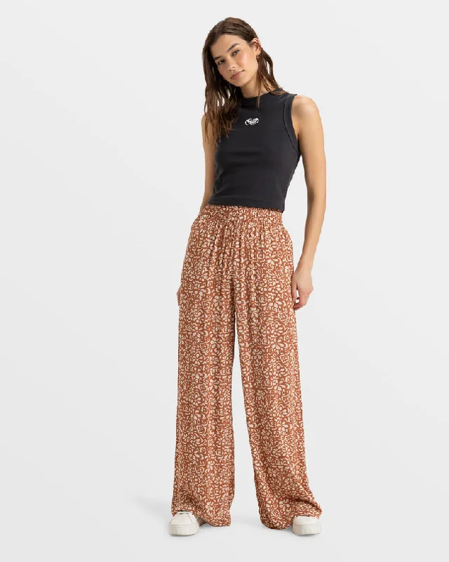 Stock Up Roxy Forever And A Day Pants-Russet Freefallin Floral Fresh