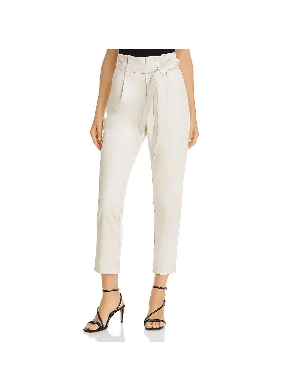 Weekend Bargains to Relish Womens Faux Leather Pleated Casual Pants