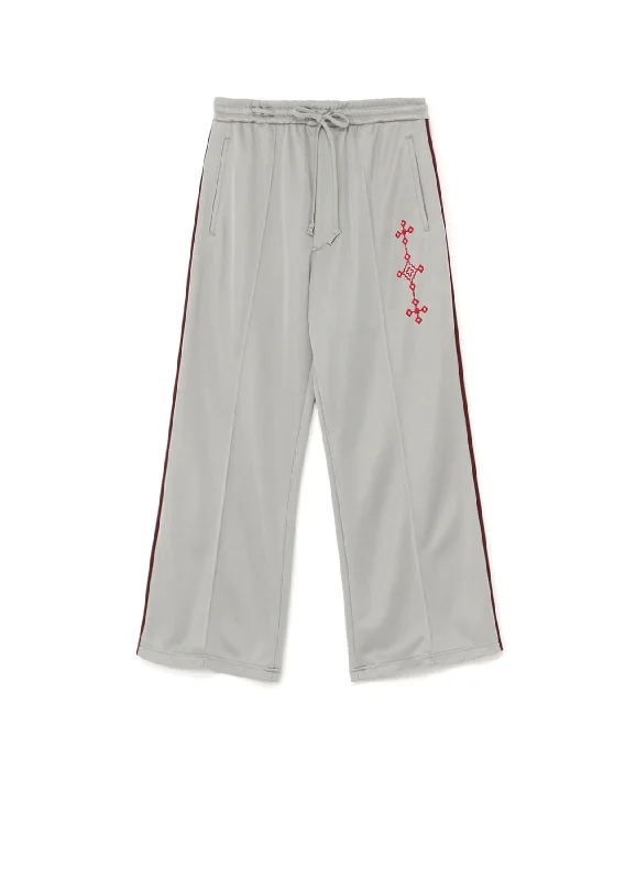 Weekend Savings Spectacular PE/SMOOTH JERSEY GEOMETRIC PATTERN EMBROIDERY SIDE TAPE LINE FLARE PANTS