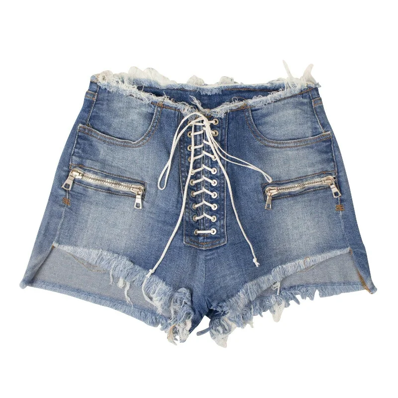 Exclusive Deal Unravel Project Denim Lace-Up Shorts - Denim