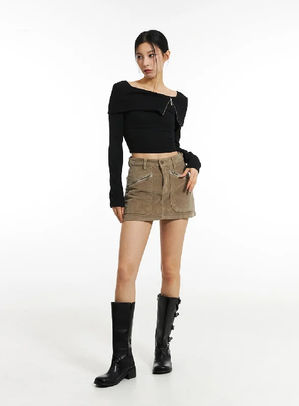 Super Bargain Corduroy Front Pocket Skorts IN308