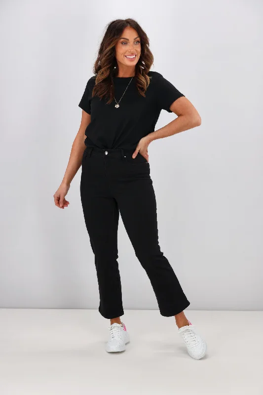 Flash Sale Shine On Label Sculpt Cropped Bootleg Jeans Black