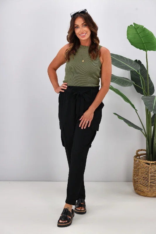 Early Access Shine On Label Somerset Tie Waist Pant Black