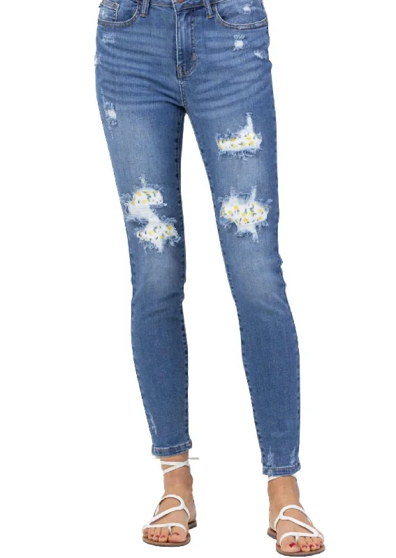 Weekend Offers That Dazzle Lemon Patch High Waist Skinny Jean In Medium Blue