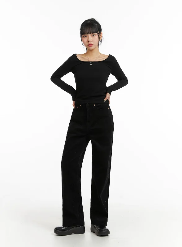 Fantastic Offers Cozy Solid Corduroy Straight Pants CJ412