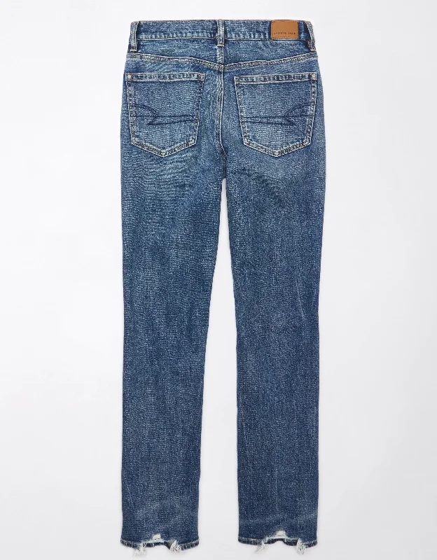 Limited Availability AE Stretch Super High-Waisted Ripped Straight Jean