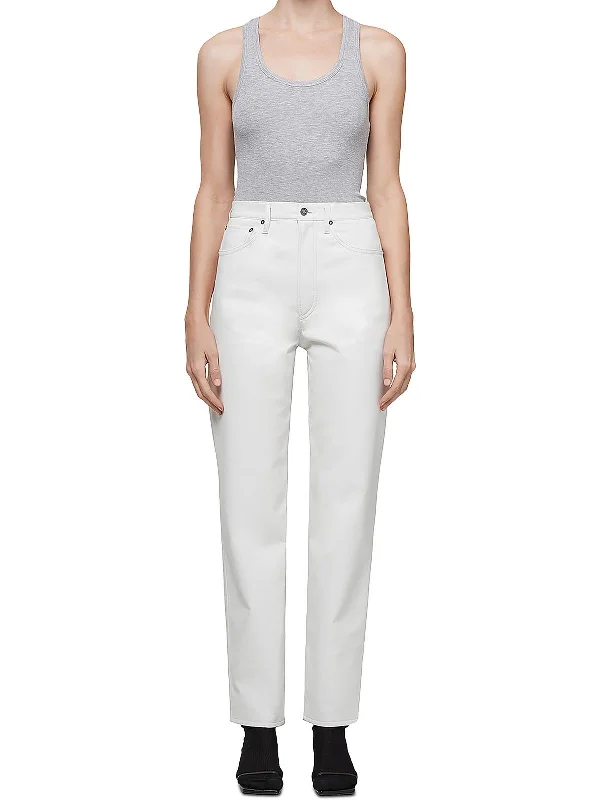 Time-Sensitive 90s Fitted Womens Leather Blend High Rise Pants