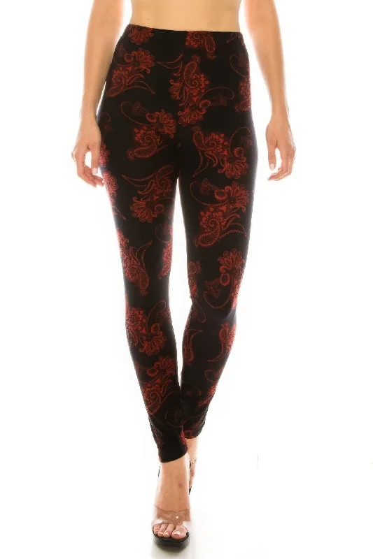 Savings Event Printed High Waisted Leggings With Elastic Waistband