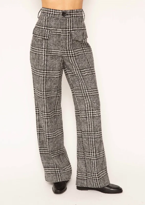 Weekend Bargains to Celebrate Odette Track Stripe Pants In Grey Plaid