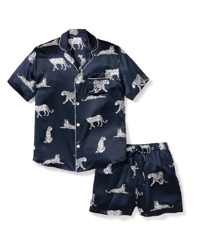 Men's Silk Pajama Short Set in Panthère de Nuit