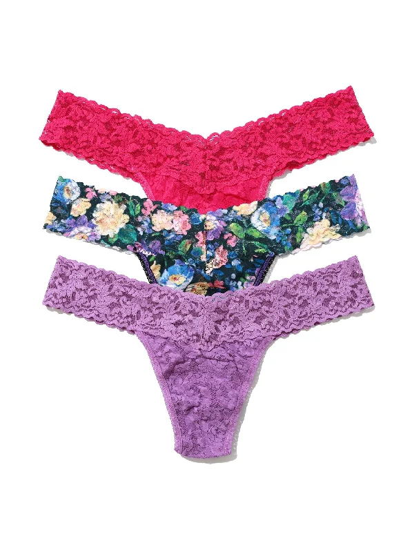 Weekend Offers That Please 3 Pack Low Rise Thongs Dream Garden
