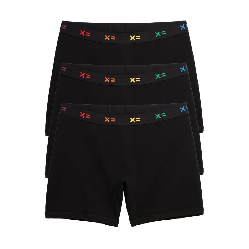Now or Never 6" No Fly Boxer Briefs 3-Pack - Cotton Black X= Rainbow
