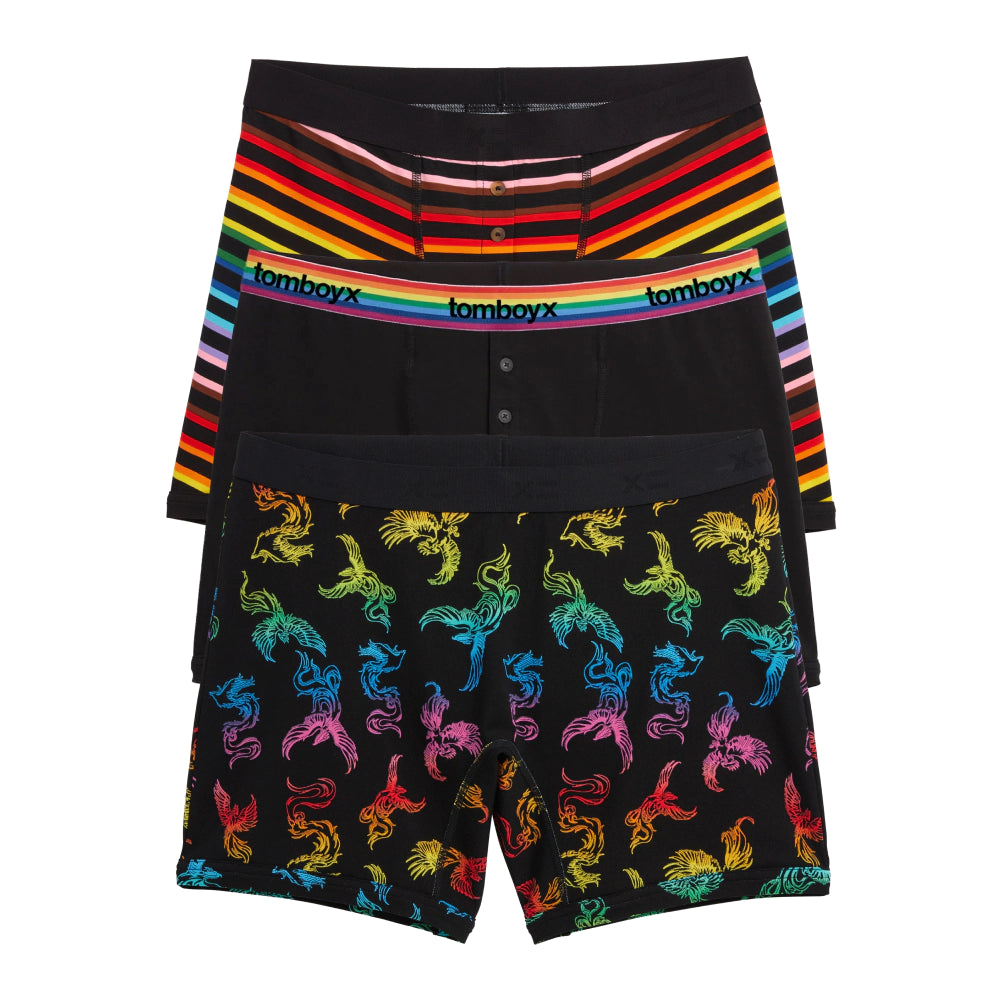 Lowest Prices 6" Boxer Briefs 3-Pack - Rainbow Phoenix