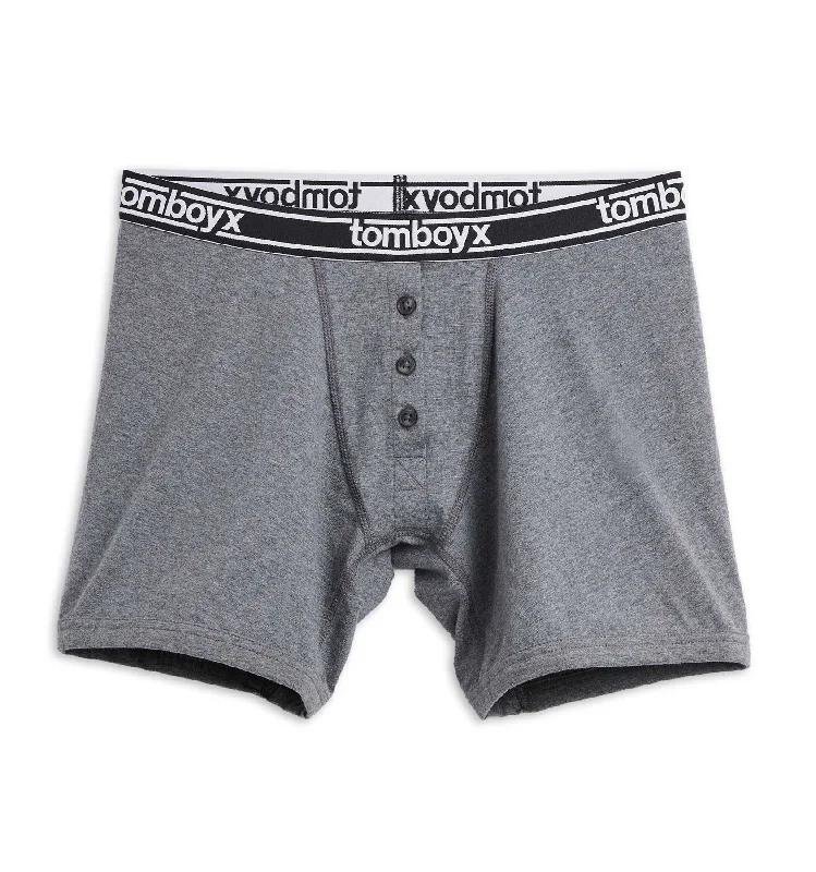 Early Bird 6" Fly Boxer Briefs - Charcoal Logo