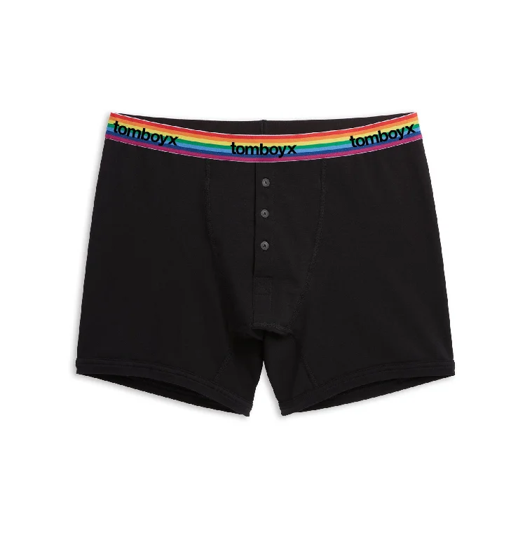 Top Pick 6" Fly Packing Boxer Briefs - Black Rainbow Logo