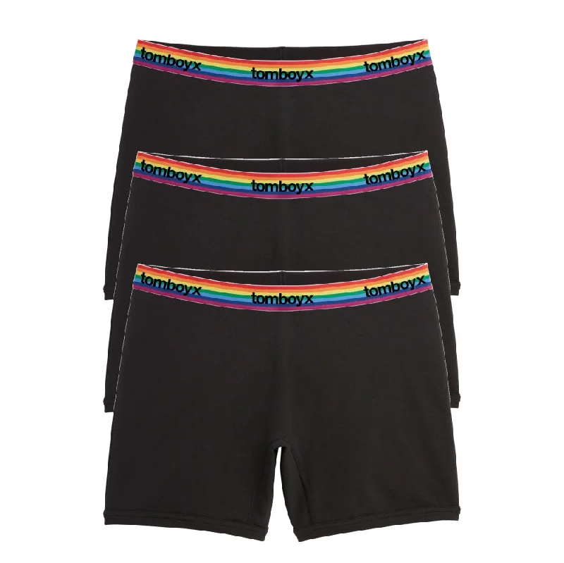 Savings Soar This Weekend 6" No Fly Boxer Briefs 3-Pack - Cotton Black Rainbow Logo