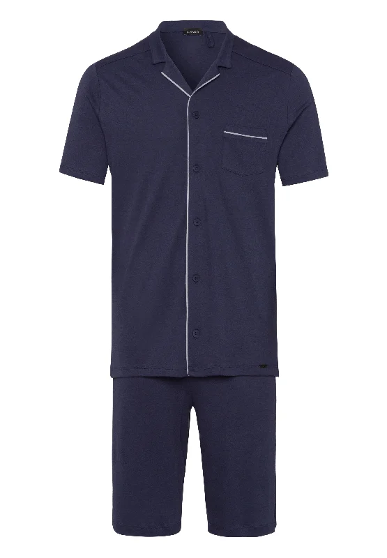 Night And Day Button Front Cotton Pajama Set | Black Iris 75586-496