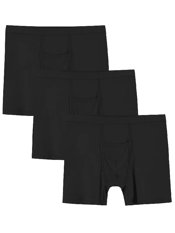 Men's Viscose Boxer Briefs Horizontal Fly Underwear Pack