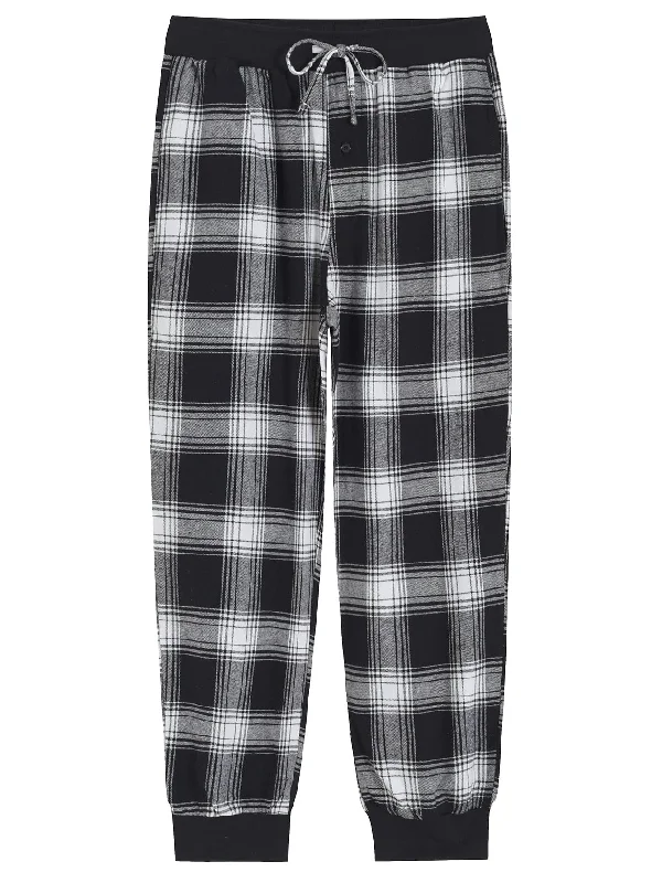 Men's Cotton Flannel Pajama Pants Plaid Jogger Lounge Pants with Pocket