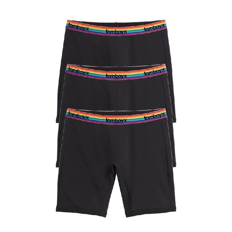 Today's Deal 9" Boxer Briefs 3-Pack - Cotton Black Rainbow Logo