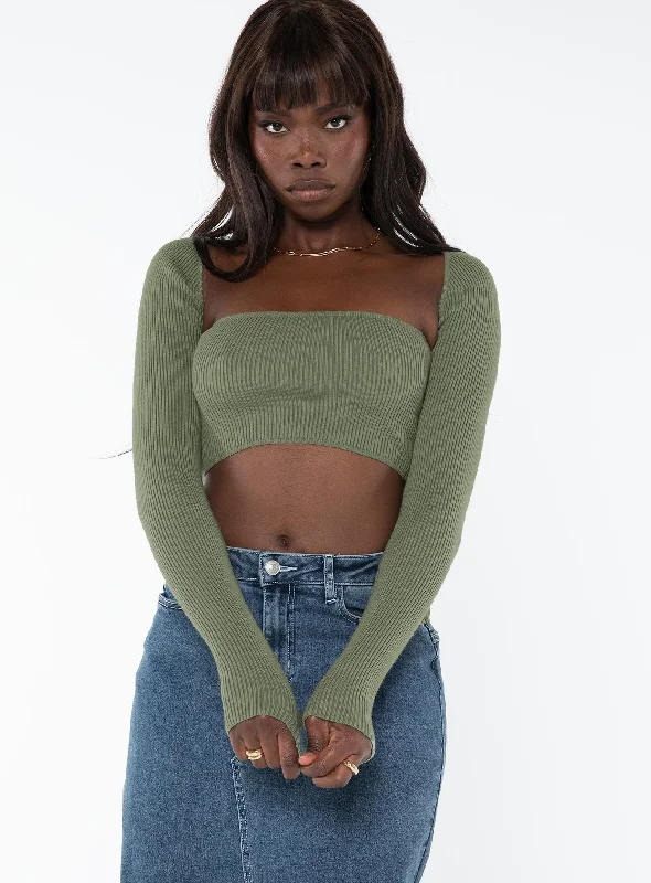 Deal Mania Aramon Two-piece Sweater Green
