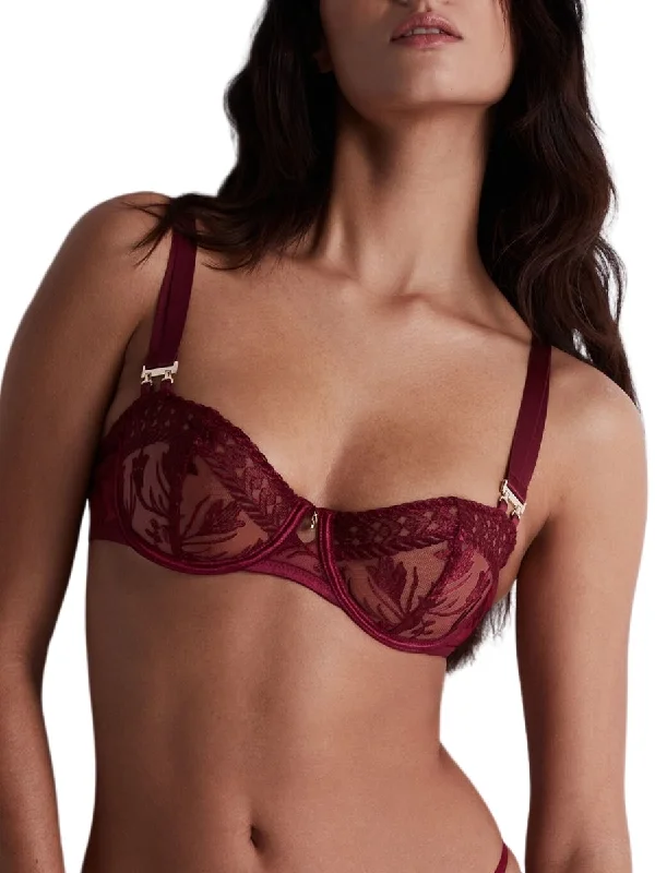 Steals and Deals Magnetic Spell Half Cup Demi Bra  - Crimson Red