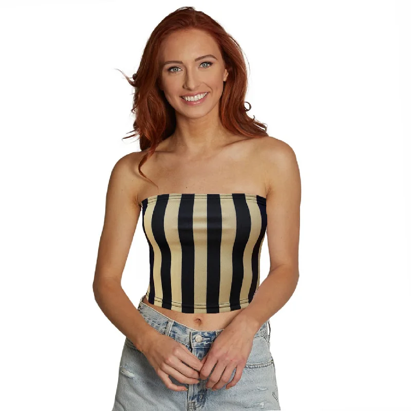 Great Deals Black & Gold Striped Tube Top
