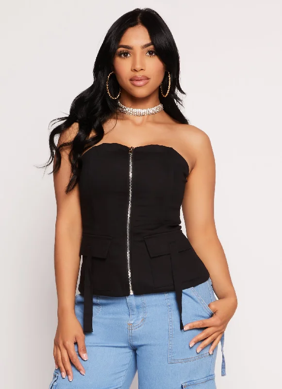 Price Buster Haute Monde Cargo Pocket Zip Front Tube Top