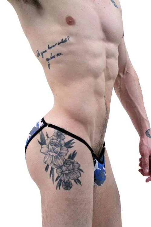 Weekend Deals That Thrill Blue Camo String Brief Bikini Underwear by NDS Wear - BLOWOUT SALE!
