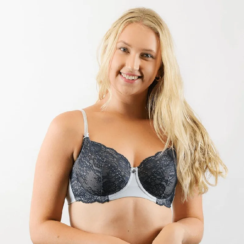 Major Savings Alyssum Lace Balconette Bra - Blue Graphite