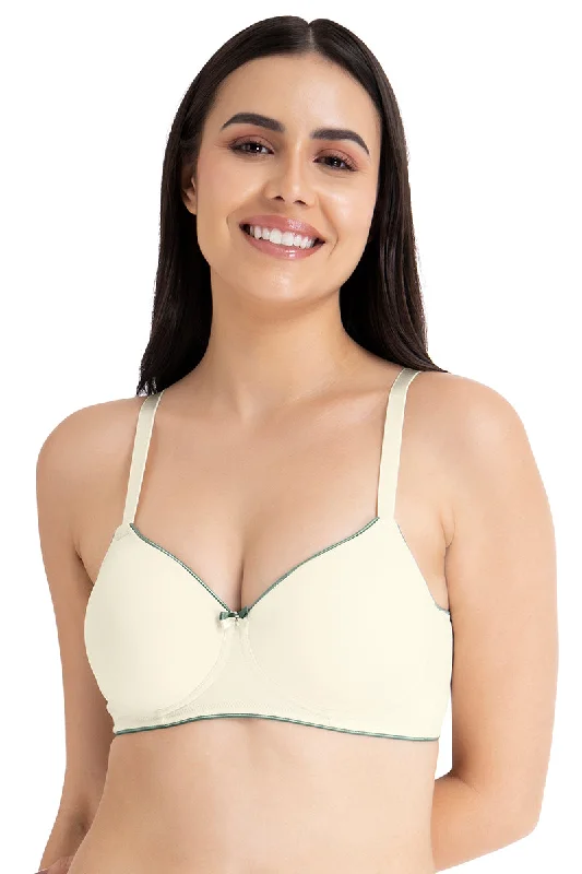 Savings Alert Casual Chic Solid Padded Non-Wired T-Shirt Bra - Whitesmoke-Cedar