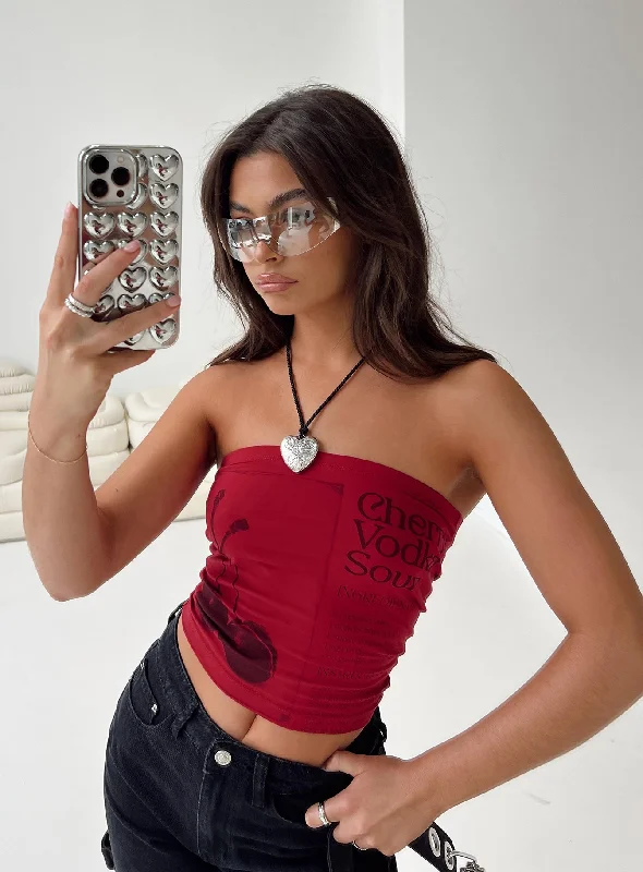 While Supplies Last Cherry Sip Tube Top Red