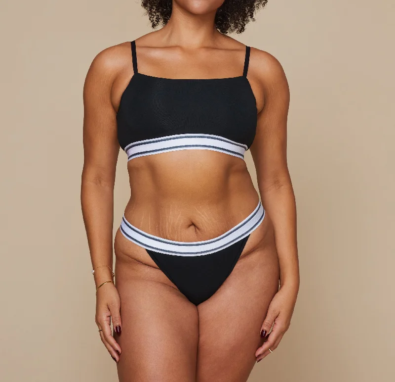 Members Only Cloud Cotton Logo French Cut Bikini - Black