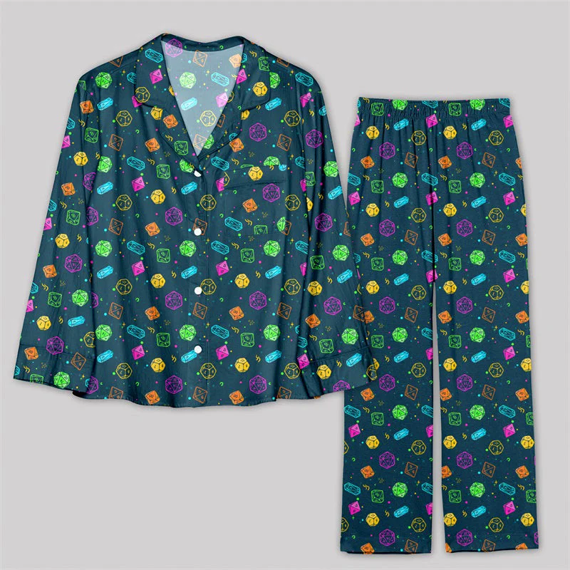 Colorful DND Dice RPG Pajamas Set